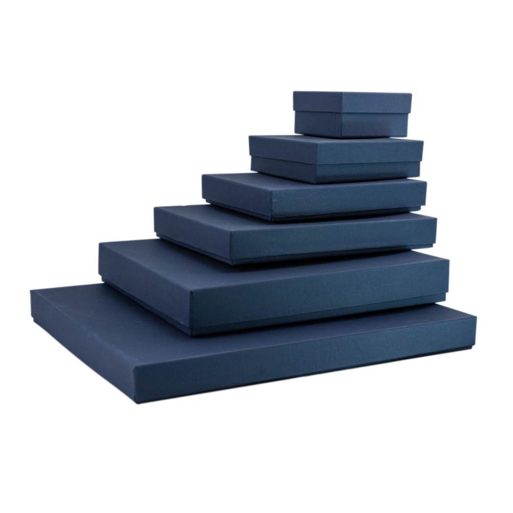 Χειροποίητο Χάρτινο Κουτί, Παραλληλόγραμμο Ρηχό, Μπλε με Βελούδο, 8 διαστάσεις